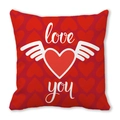 Red peach skin pillowcase with winged heart and Love You text for Valentine's Day decor - LOVE Heart with Wings (20)