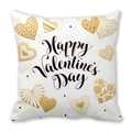 Peach skin pillowcase featuring golden hearts and Happy Valentine's Day text - 45cmx45cm / Style 16 (Gold Texture Heart)
