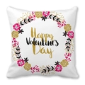 Square peach skin pillowcase with Happy Valentine's Day floral wreath print - 45x45cm / Colorful Floral Ring Valentine Style (13)
