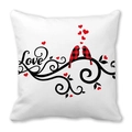 Valentine's Day pillowcase with black vines, red hearts, and Buffalo Plaid birds design - Love Plaid Birds Vine Style