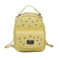 Yellow quilted mini backpack with rhinestone studs, turn-lock pocket and woven chain - Yellow