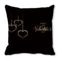 Square black velvet Valentine's Day pillowcase with gold hearts and lettering - Hanging Heart Festive Blessing Style (18)