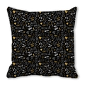 Black peach skin pillowcase with gold love doodle patterns for Valentine's Day decor - Black Gold Love Theme Graffiti (20)