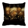 Black and gold Happy Valentine's Day peach skin pillowcase with three heart symbols - Overlapping Heart Gold Powder Style (19)