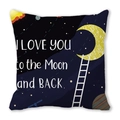 Navy blue space themed square pillow case with I Love You to the Moon and Back print - Deep Blue Space Love Style (20)