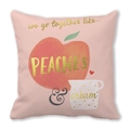 Pink peach and cream art print on square peach skin fabric throw pillow cover - Peaches And Cream Combo (28)