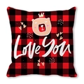 Love You Valentine cushion cover with cute bear print and red black buffalo plaid pattern - Cute Bear Love Style (23)