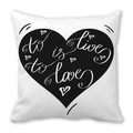 White peach skin pillow case with large black heart and To Live Is To Love quote - Black and White English Slogan Large Black Heart Style (24)