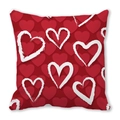 Square red decorative pillowcase featuring a romantic hand-drawn white heart pattern - Overlapping Shadow Hearts (22)