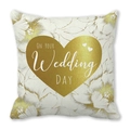 Pink Happy Valentine peach skin pillowcase with golden heart and wedding day print - Wedding Golden Heart Style (29)