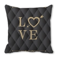 Peach skin pillowcase featuring black background with gold LOVE heart design - Gold LOVE Lattice Style (1)