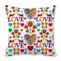 Valentinstags LOVE Pfirsichhaut Kissenbezug mit bunten Vögeln und Herzmustern - Stil 29 (Weißer Hintergrund Buntes LOVE Cartoon Vögel Floral)
