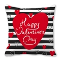 Valentine's Day pillowcase with red heart on black and white horizontal stripes - Black and White Horizontal Stripes Red Heart Style (25)