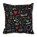 Valentine's Day peach skin pillowcase with black graffiti kiss and heart patterns - Black Base Romantic Love Letter Graffiti (28) / 18x18 Inch