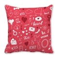 Red Valentine's Day peach skin pillowcase with white hand-drawn hearts and love icons - Cartoon Holiday Elements Mix (23)