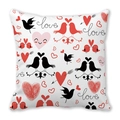 Romantic Valentine peach skin pillowcase with red hearts and love pattern on white base - Illustration Style Birds Cupid's Arrow (18)