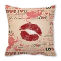 Valentine's Day pillowcase featuring red lips, Cupid motifs and multilingual love quotes - Lips Print Cupid Multilingual Confession (20)