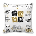 Love themed peach skin pillowcase with black and gold heart doodle pattern - Style 1 (Black Gold Graffiti LOVE Heart)