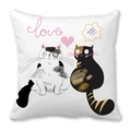 Weißer Kissenbezug aus Pfirsichhaut mit süßen Katzen und Love-Meow-Herzdesign - 45x45 cm / White Hand-drawn Cats (18)
