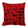 Red peach skin pillowcase with black LOVE patterns for Valentine's Day decor - Artistic LOVE Typography (24)