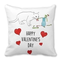 Federa bianca in pelle di pesca con gatto e cuori rossi per San Valentino - Gatto Bianco Vaso Cuore (1)