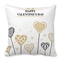White peach skin pillowcase with Happy Valentine's Day gold heart graphics - 45cmx45cm / Style 21 (Multi-Style Hearts)
