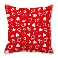 Square Valentine's Day red peach skin pillowcase with white heart and lip prints - Red and White Gender Symbol Heart Pattern (25)
