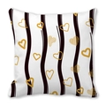 White peach skin pillow cover with black wave stripes and gold heart pattern - 45x45cm / Nordic Minimalist Black Line Yellow Heart Style (18)