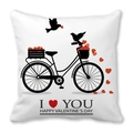 Funda de cojín de San Valentín con bicicleta vintage, corazones rojos y texto I Love You - Bicicleta Vintage con Patrón de Corazones (1)