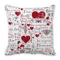 Peach skin pillowcase featuring multilingual I Love You text and heart patterns - Style 3 (Multilingual I Love You Vintage Stamp)