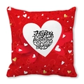 Red peach skin cushion cover with Happy Valentine's Day text and white heart patterns - 3D Effect Holiday Greeting (26)