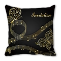 Square black peach skin pillowcase with golden musical notes and butterfly pattern - Gold Note Invitation Style (5)