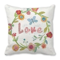 Pink Happy Valentine's Day peach skin pillowcase with Love lettering and floral collage - 45x45cm / Love Art Collage