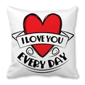 White peach skin pillow case with red heart and I LOVE YOU EVERY DAY lettering - Red Heart Ribbon I LOVE YOU (30)