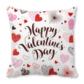 White peach skin pillowcase with colorful hearts and Happy Valentine's Day script - 45x45cm / Multicolor Heart Combination Happy Valentine Style (19)