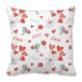 Weiße Pfirsichhaut-Kissenhülle mit bunten Cartoon-Herzen und Love-Schriftzug - 45x45 cm / Balloon Hearts (21)