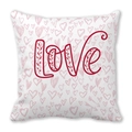 Funda de cojín cuadrada con corazones rosas y texto LOVE rojo para San Valentín - Letras Grandes LOVE Rojas (3)