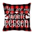 Rood en zwart buffalo plaid kussensloop met de tekst 'You are my FAVORITE PERSON' - 45x45cm / Rood Zwart Geblokte Favorite Person Stijl (30)