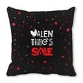 Black peach skin pillowcase with Valentine's Sale heart print and red star patterns - Black Red White Valentine Sale (27)