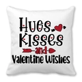 Federa per cuscino quadrata bianca con testo Hugs Kisses e motivo cuore rosso - HUGS KISSES and Valentine Wishes (28)