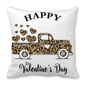 Valentinstag Kissenbezug mit Leoparden-LKW-Print und Herzen aus weicher Pfirsichhaut - Leopardenmuster LKW Herz (5) / 45x45cm