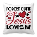 Fodera per cuscino bianca con scritta Jesus Loves Me e cuore rosso per San Valentino - FORGET CUPID Jesus LOVES ME (29)