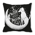 Black heart peach skin pillowcase with I Woof You To The Moon and Back dog print - Black White Moon Silhouette (28)