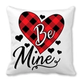 Housse de coussin Saint-Valentin avec cœur à carreaux rouges et texte Be Mine - Be Mine avec Grand Cœur à Carreaux (8)