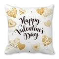 Square peach skin pillowcase with golden hearts and Happy Valentine's Day print - 45cmx45cm / Style 25 (Diverse Hearts)
