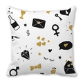 Peach skin pillowcase with black and gold hand-drawn Valentine heart icons - White Base Black Gold Modern Graffiti (5)