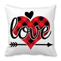 Housse de coussin Saint-Valentin en peau de pêche avec motif cœur à carreaux rouge - Lettres love Flèche Cœur à Carreaux (9)