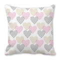 Square peach skin pillowcase with colorful heart patterns for Valentine's home decor - Pink Gold Dark Gray Tri-color Micro Heart Style (28)