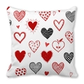 Square Valentine's heart pattern cushion cover made of peach skin fabric and white linen - Red Black Artistic Graffiti Creative Heart Style (30)