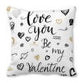 Valentine Peach Skin pillowcase with Love you Be my Valentine gold heart pattern - 45x45cm / Hand Drawn Black Gold Heart Be My Valentine Style (22)